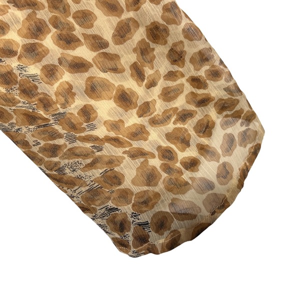 TieRack Leopard Print Sequin Beaded Lace Up Kaftan Tunic Brown Tan One Size - Picture 6 of 13